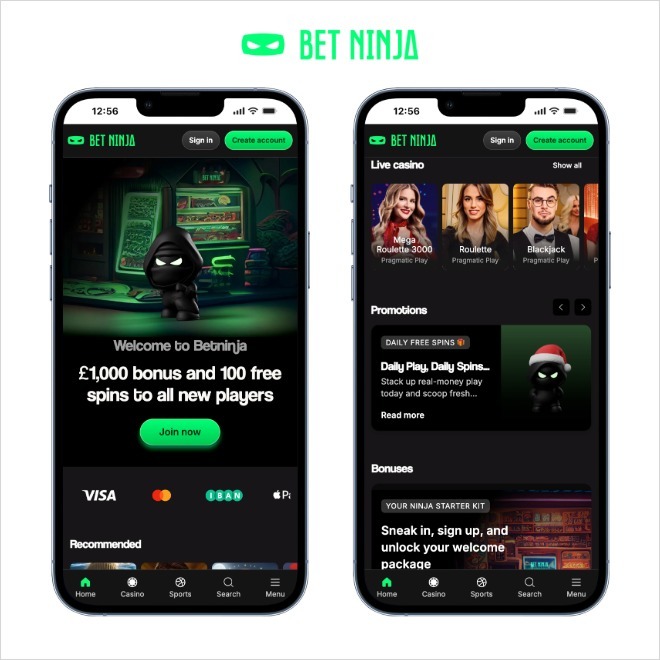 bet ninja screenshot on mobile on a white background